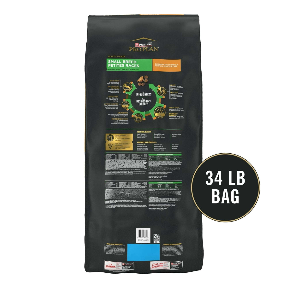 Purina Pro Plan Small Breed Dog Food With Probiotics for Dogs, Shredded Blend Chicken & Rice Formula