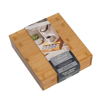 Better Homes & Gardens 25 Capacity 3" H Bamboo K-Cup and Beverage Organizer, Natural, Made for Kitchen Organization and Accessibility