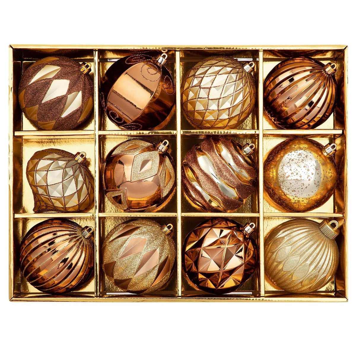 4 inch Reddish Gold Christmas Balls Ornaments 12 Pcs Shatterproof Christmas Ornaments Set Large Silver Ornaments for Christmas Tree Halloween Holiday Party