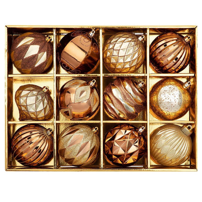 4 inch Reddish Gold Christmas Balls Ornaments 12 Pcs Shatterproof Christmas Ornaments Set Large Silver Ornaments for Christmas Tree Halloween Holiday Party
