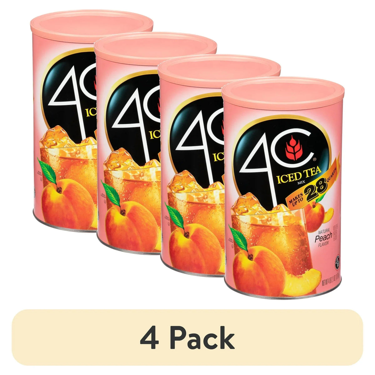 4C Powdered Drink Mix, Natural Peach, 66.1 oz, 1 Ct