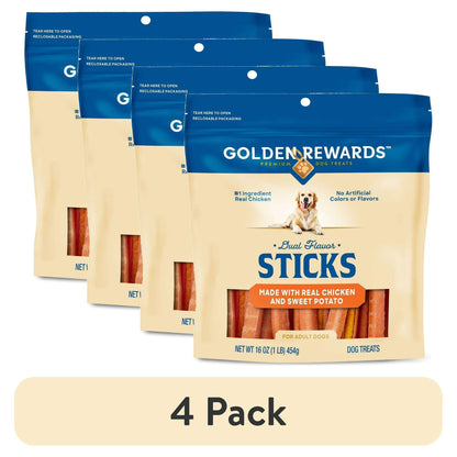 Golden Rewards Chicken and Sweet Potato Dual Flavor Treat Sticks for Dogs, 16 oz Bag