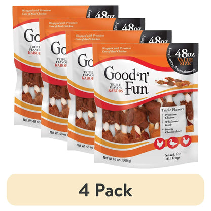 Good 'n' Fun Triple Flavor Kabobs, Rawhide Chews for All Dogs