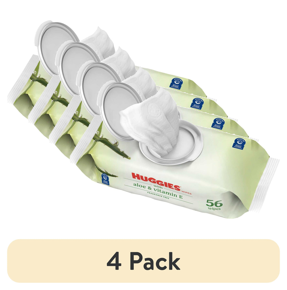 Huggies Aloe & Vitamin E Baby Wipes for Sensitive Skin, Unscented, 1 Flip-Top Pack, 56 Total Count