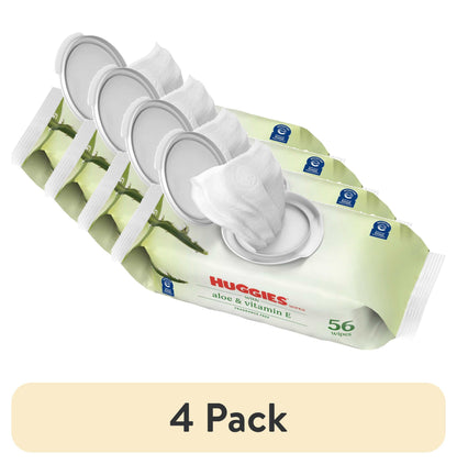 Huggies Aloe & Vitamin E Baby Wipes for Sensitive Skin, Unscented, 1 Flip-Top Pack, 56 Total Count