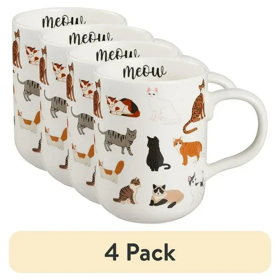 Mainstays 16.06 oz White Stoneware Cat Mug