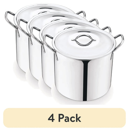 Mainstays 8-Qt Stainless Steel Stock Pot with Metal Lid, Ultra Durable, Stay-Cool Handles, Hand Wash Only