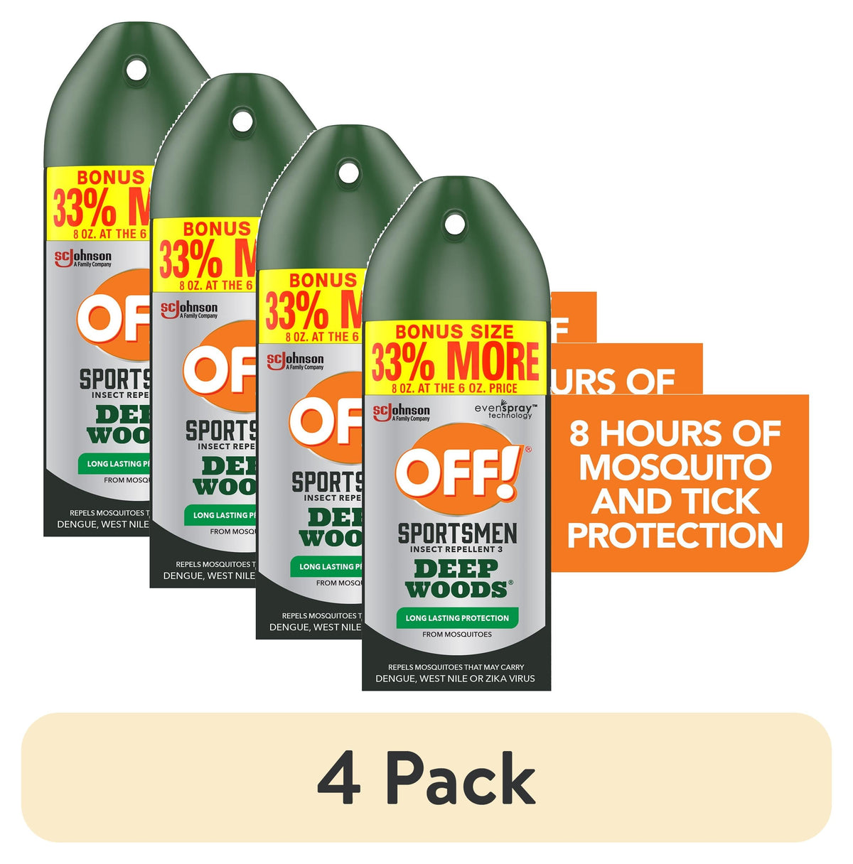 OFF! Sportsmen Deep Woods Insect Repellent 3, Sweat Resistant Mosquito & Bug Spray, 8 oz