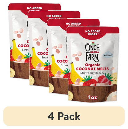 Once Upon a Farm Organic Coconut Melts, Strawberry Banana, 1oz Bag