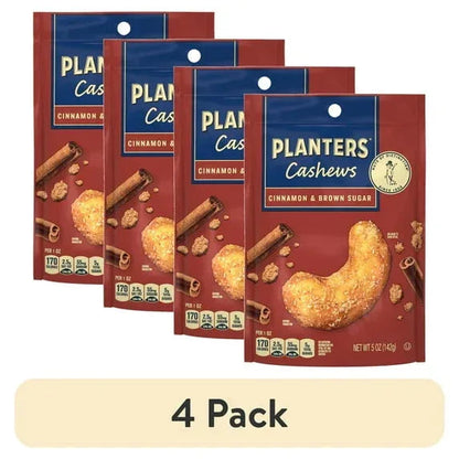 PLANTERS Cashews Cinnamon & Brown Sugar, Party Snacks, Plant Based Protein, 5 oz Bag