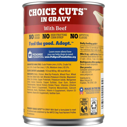 (4 pack) Pedigree Choice Cuts In Gravy With Beef Adult Canned Soft Wet Dog Food, 22 Oz. Can