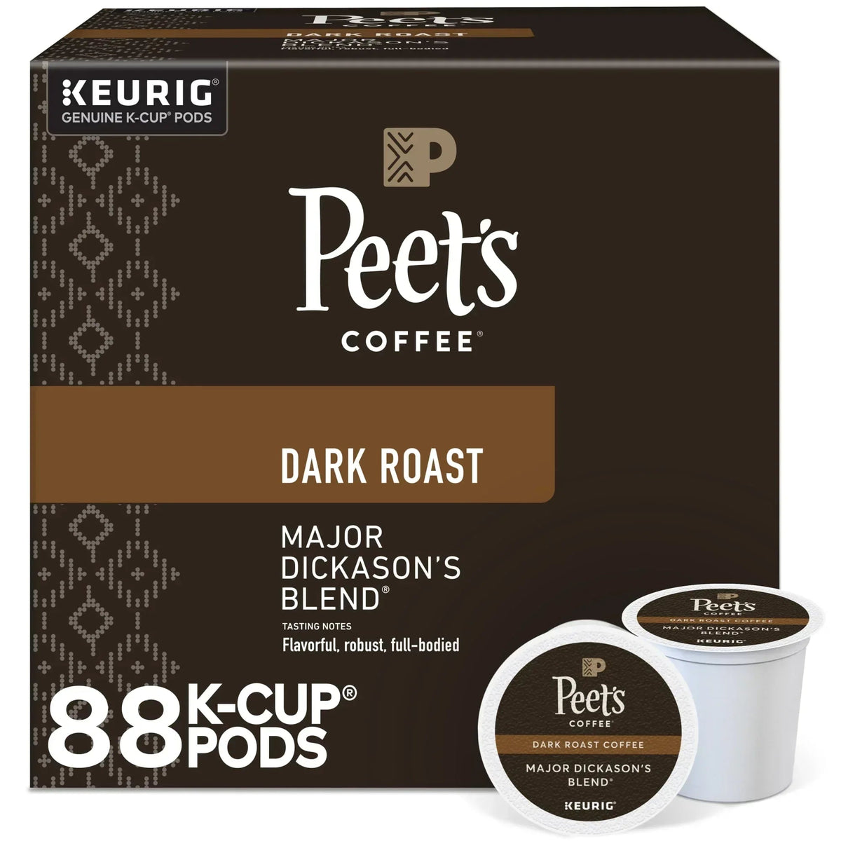 Peet's Coffee Major Dickason's Blend Premium Dark Roast Single Serve Coffee Pods, 22 Count