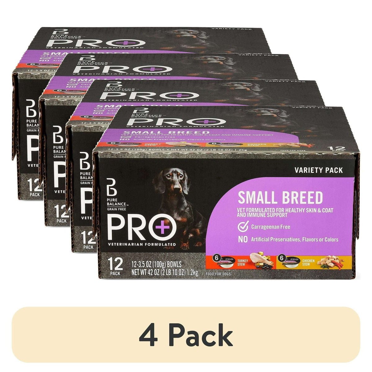 Pure Balance Pro+ Small Breed Turkey and Chicken Stew Variety Pack Wet Dog Food 3.5oz Cups (12 Pack)