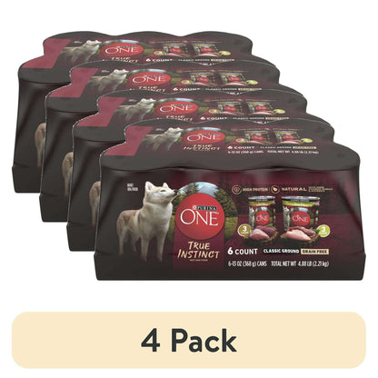 Purina ONE True Instinct Classic Ground Grain-Free Formulas With Real Turkey and Venison, and With Real Chicken and Duck Wet High Protein Dog Food Variety Pack