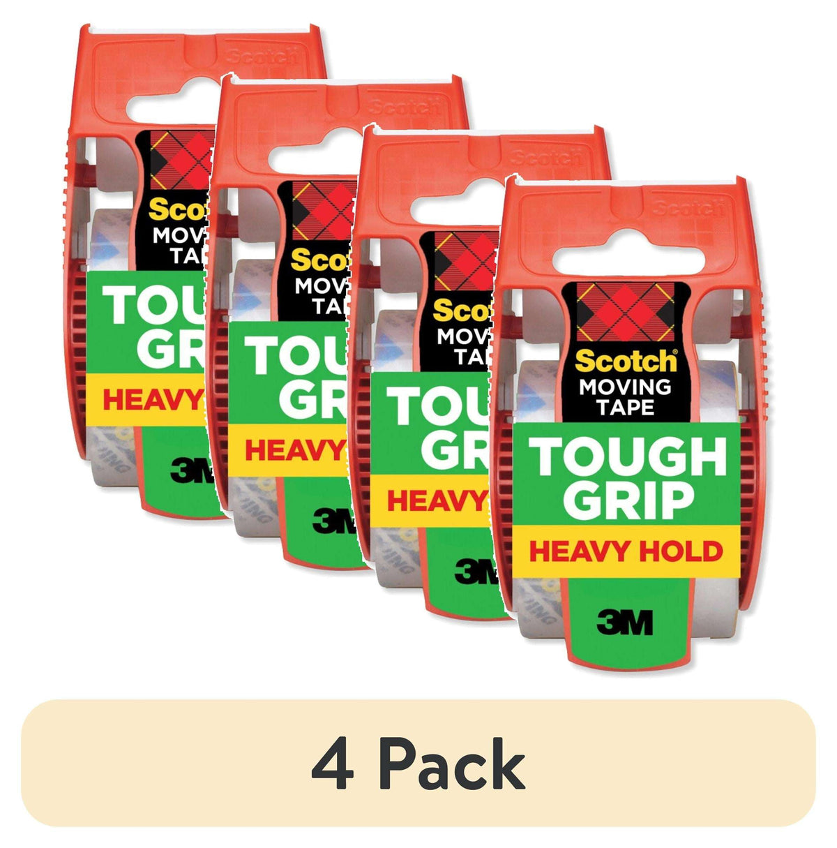 Scotch Tough Grip Moving Packaging Tape, Clear, 1.88 in x 925 in, 1 Roll