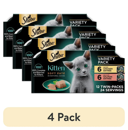 Sheba Perfect Portions Kitten Variety Flavors Pate Wet Cat Food, 2.6 oz Twin-Pack Trays (12 Pack)