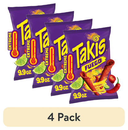 Takis Fuego 9.9 oz Sharing Size Bag, Hot Chili Pepper & Lime Rolled Tortilla Chips