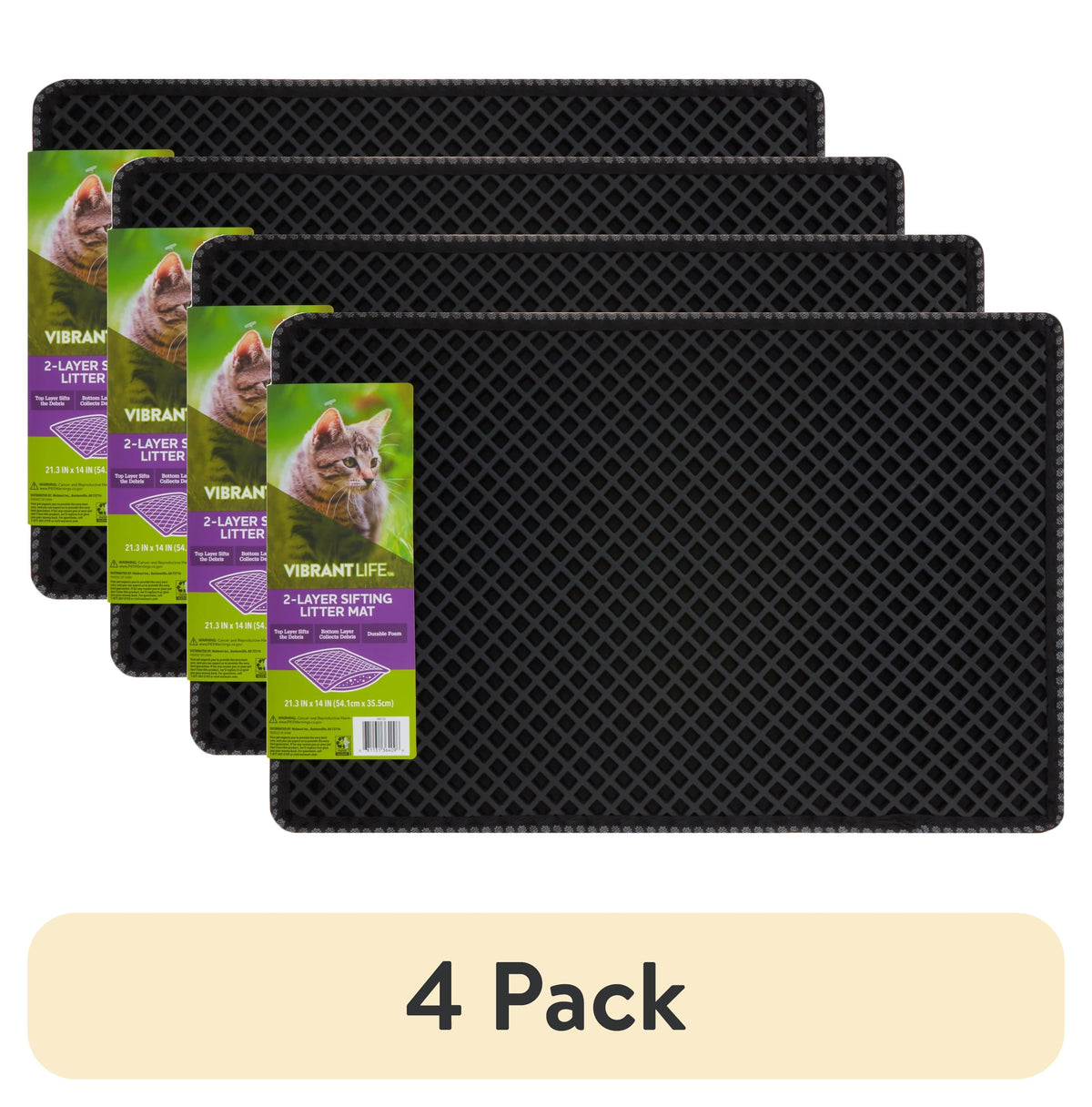 Vibrant Life 2-Layer Sifting Cat Litter Mat, Black, 21.3" x 14"