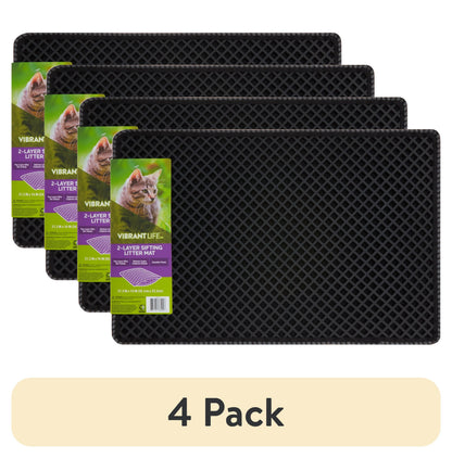 Vibrant Life 2-Layer Sifting Cat Litter Mat, Black, 21.3" x 14"
