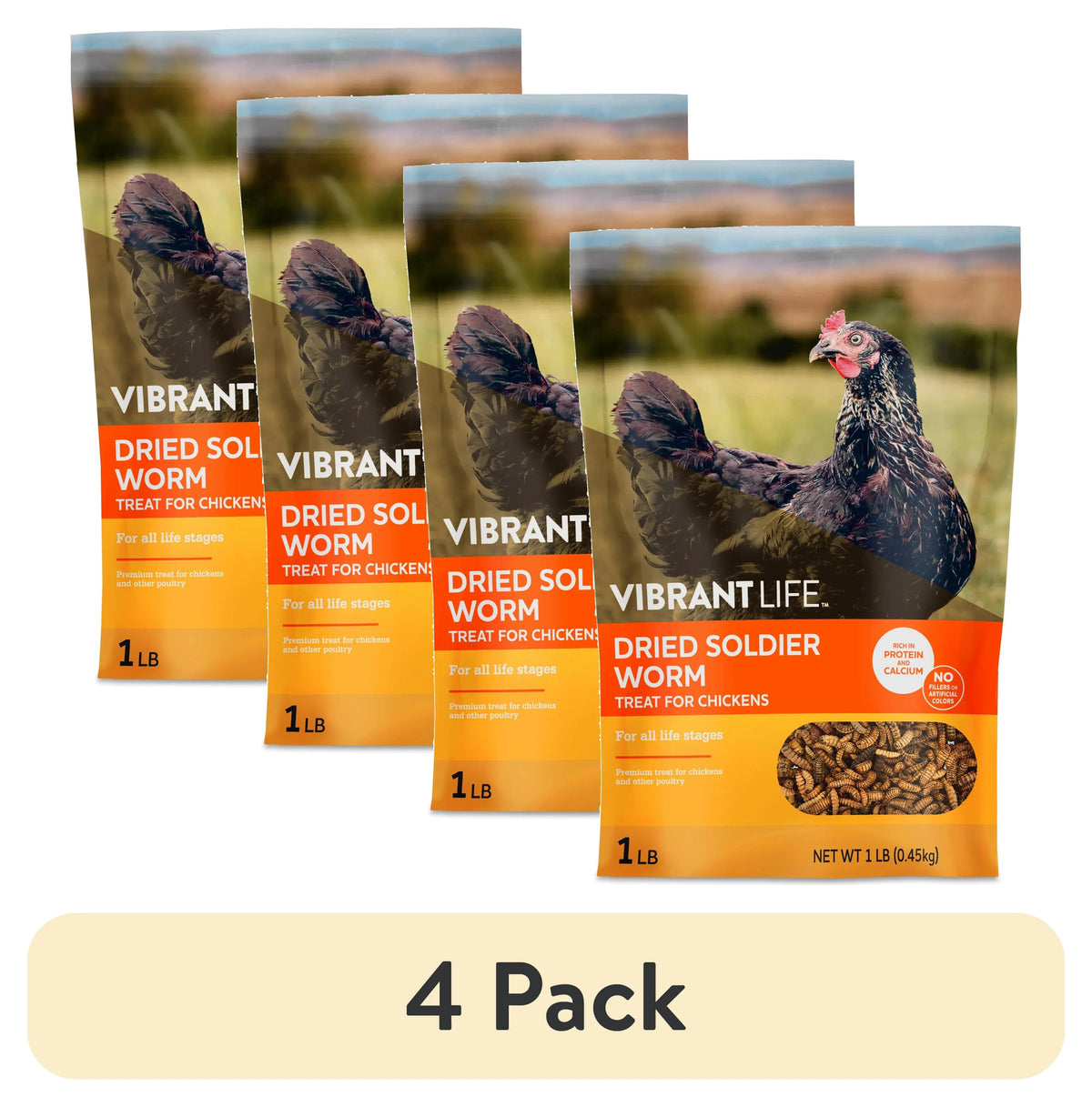 Vibrant Life Dried Soldier Worm Treats for Chickens, 1 lb Bag