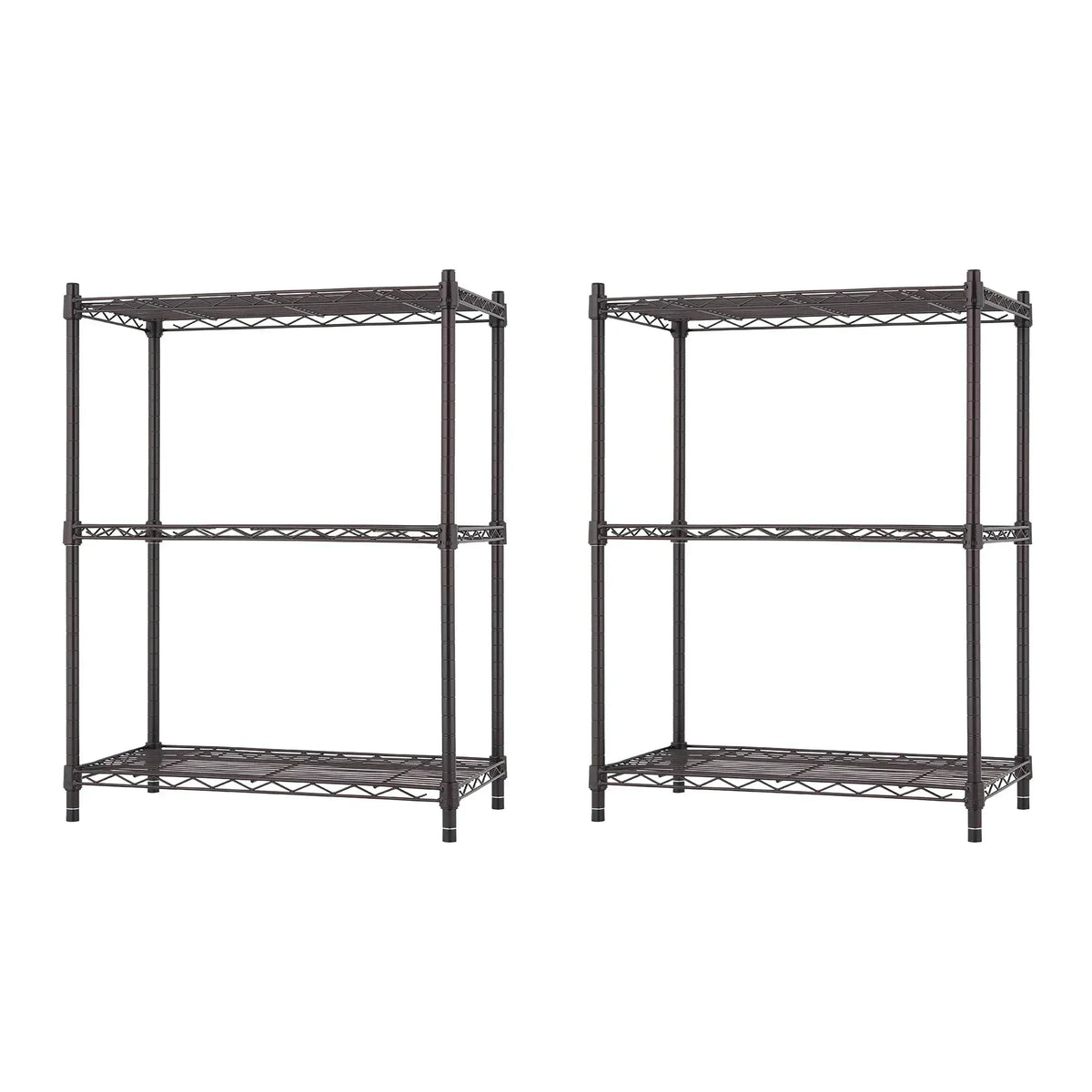 TRINITY 3-tier Modular Wire Shelving Rack 23" x 13" x 30", 2-pack