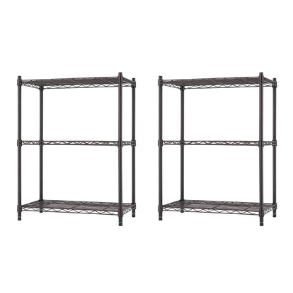 TRINITY 3-tier Modular Wire Shelving Rack 23" x 13" x 30", 2-pack
