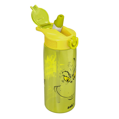 Zak Designs Durable Plastic 25oz Grinch Kids Water Bottle with Straw and Handle