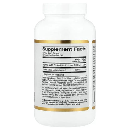 California Gold Nutrition, Vitamin D3 + K2