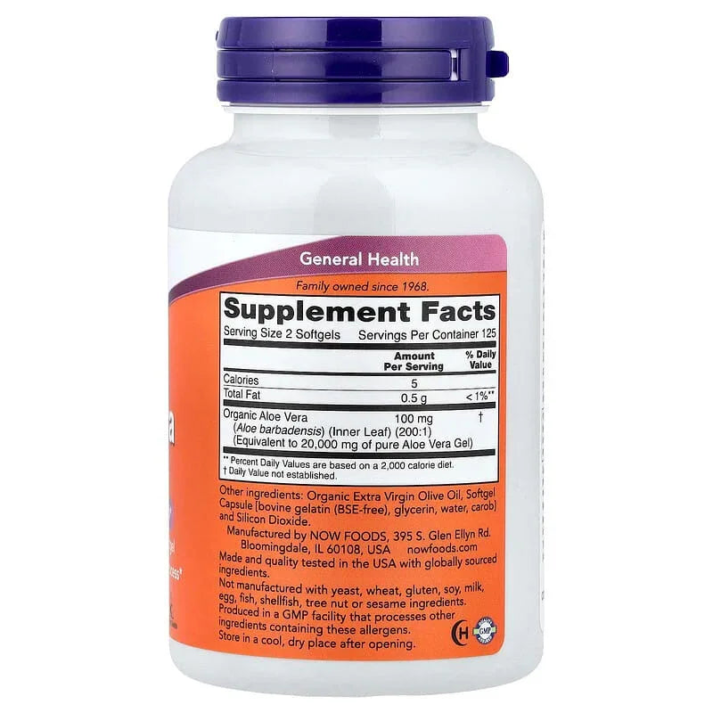 NOW Foods, Aloe Vera Gels, Softgels (50 mg per Softgel)