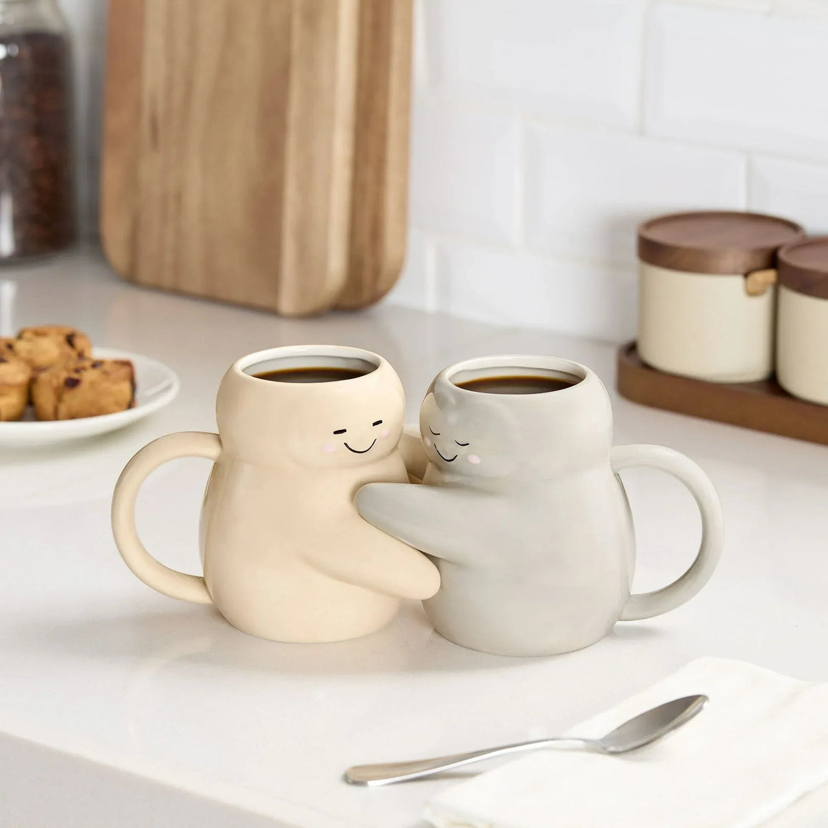 Mainstays 15.89 oz Gray Sculpted Hug Earthenware Mug