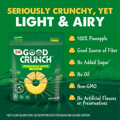Dole Good Crunch Original Pineapple Bites, Made with All Natural Fruit, 1.4 oz
