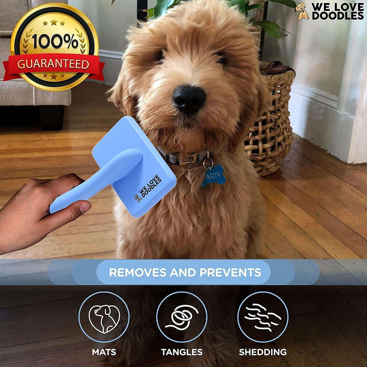We Love Doodles Dog Slicker Brush - Dog Brush for Grooming Pet Hair, Poodle / Goldendoodle Brush
