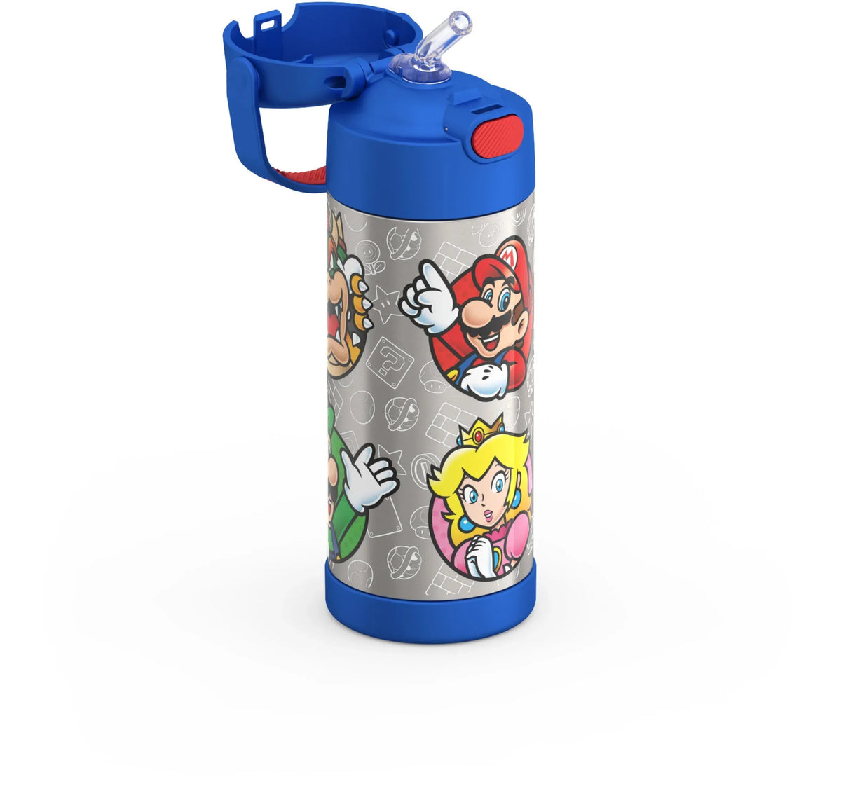 Thermos Stainless Steel Funtainer Water Bottle with Straw, Mario, 14oz