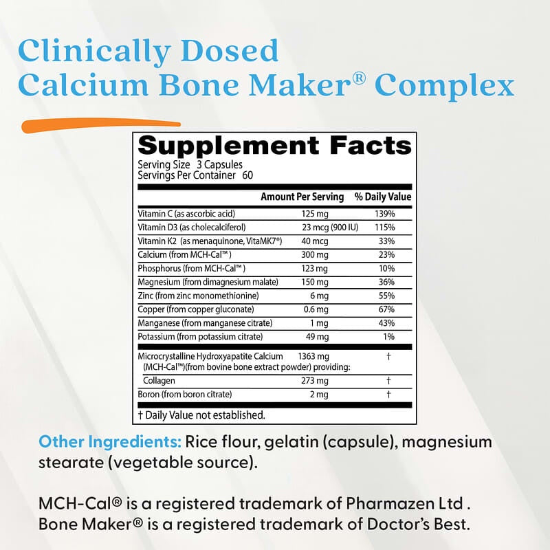Doctor's Best, Calcium Bone Maker® Complex, 180 Capsules