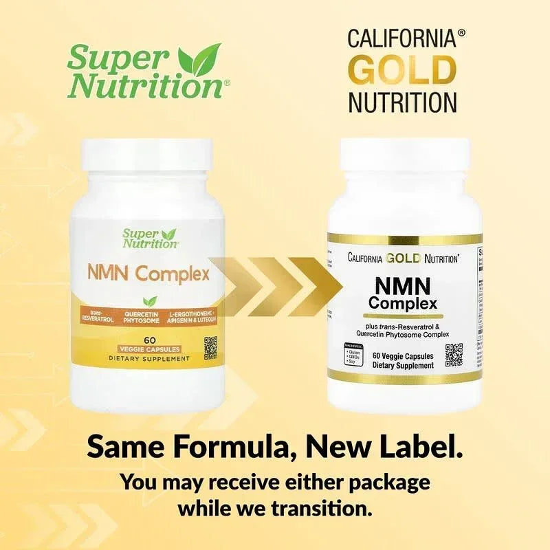 California Gold Nutrition, NMN Complex with trans-Resveratrol, Quercetin Phytosome Complex, Apigenin, and Luteolin, 60 Veggie Capsules