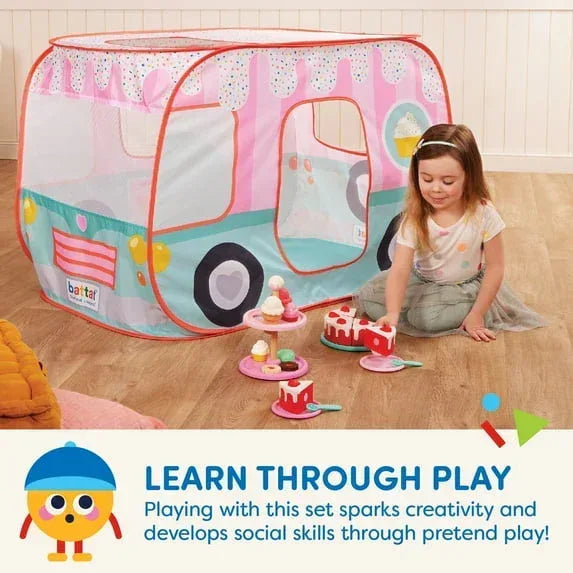 Battat Sweet Treats Pop-Up Shop Fabric Tent 25-Piece Dessert Set, Toddler and Preschool Toys