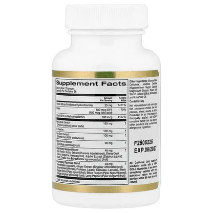 California Gold Nutrition, Menopause Comfort Support with Folate, Red Clover Extract, Vitamin B12, and Soy Germ Extract, 56 Veggie Capsules