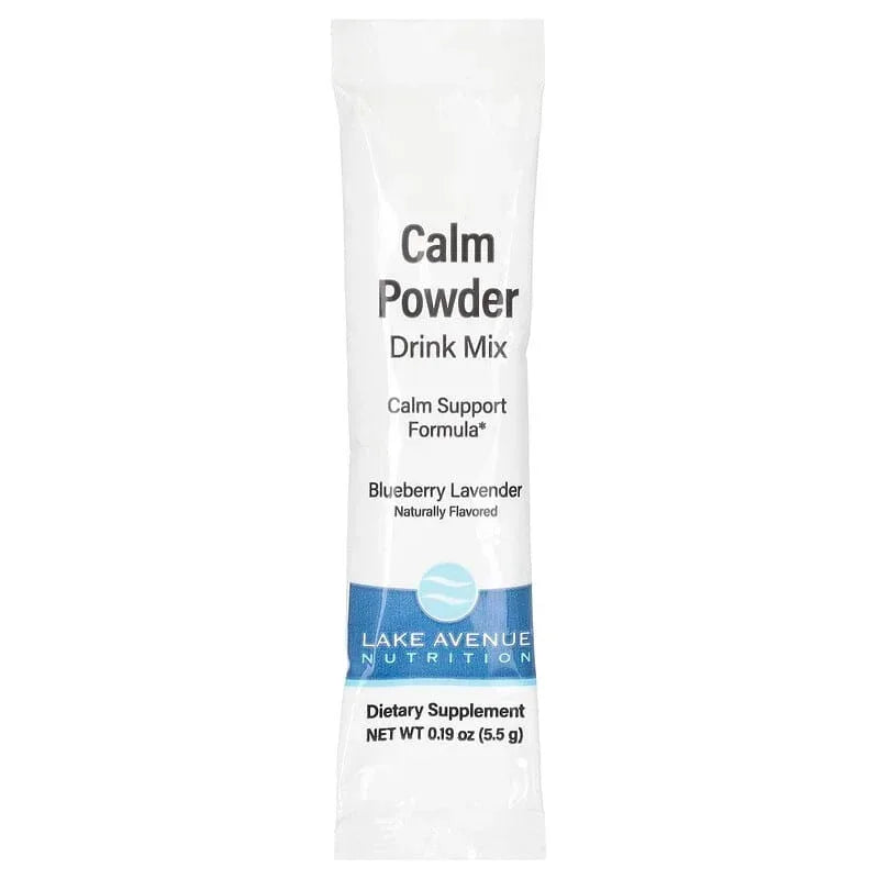Lake Avenue Nutrition, Calm Powder Drink Mix with Potassium and AminoCalm Blend, L-Tryptophan and L-Theanine, Blueberry Lavender, 20 Packets, 0.19 oz (5.5 g) Each