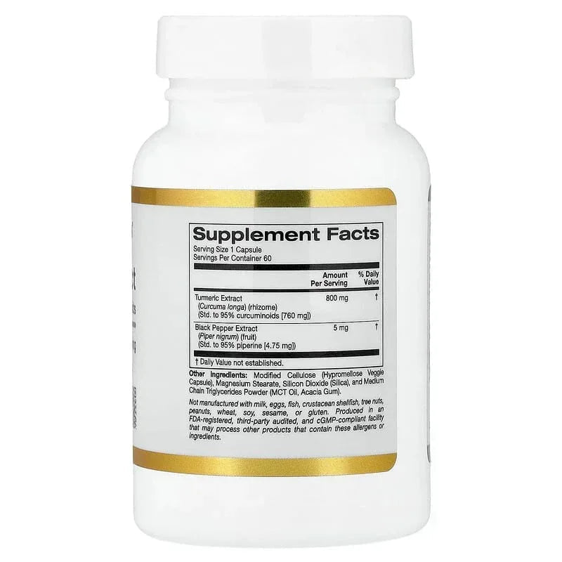 California Gold Nutrition, Turmeric Extract with 95% Curcuminoids, and BioPerine® Black Pepper Extract, 60 Veggie Capsules