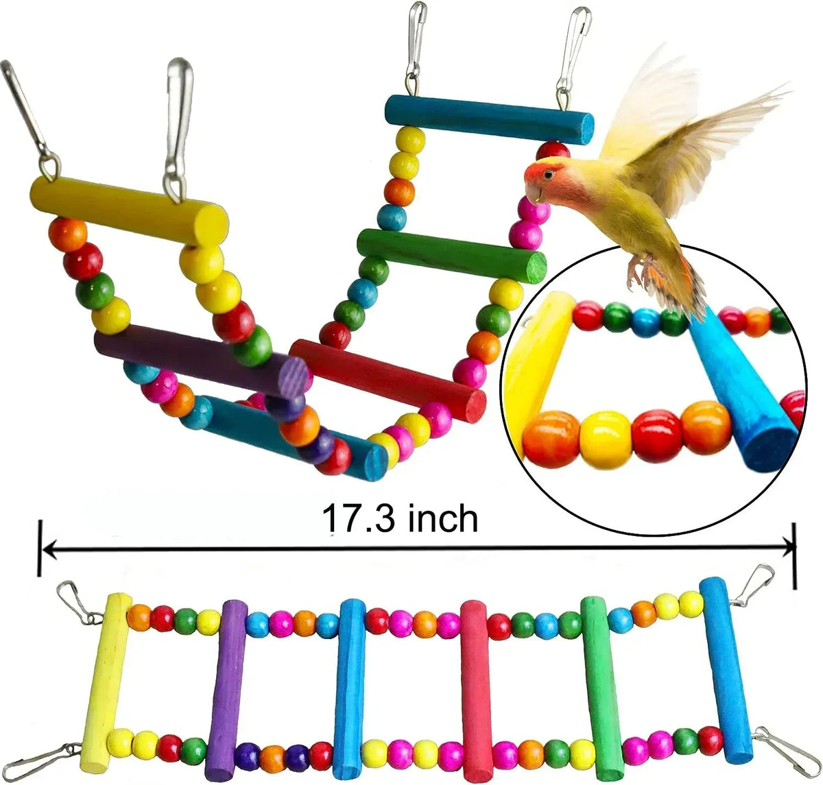 6 PCS Bird Toys Parakeet Toys,Dinosam Colorful Parrot Toy for Small Parakeets Cockatiels Conures Finches Swing Chewing Hanging Bell Cage Hammock Toy