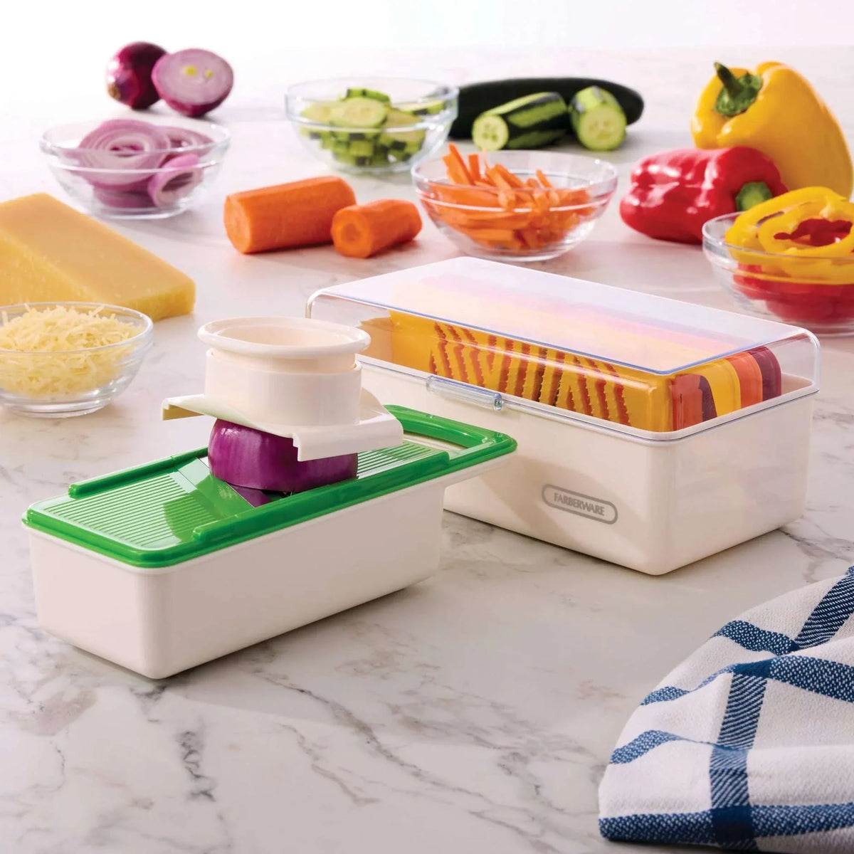 Farberware Pro Compact Mandoline with Storage Case and Color-Coded Blades