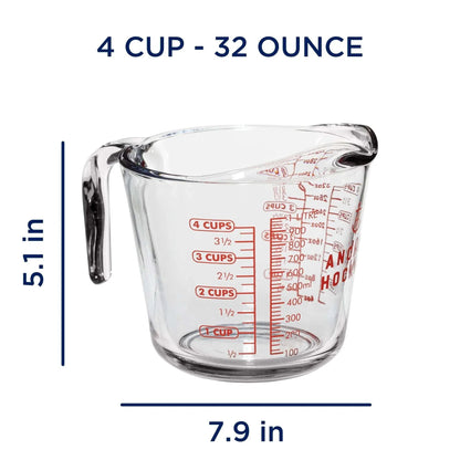 Anchor Hocking 1-Cup Glass Measuring Cup with Easy-Grip Handle and Spout