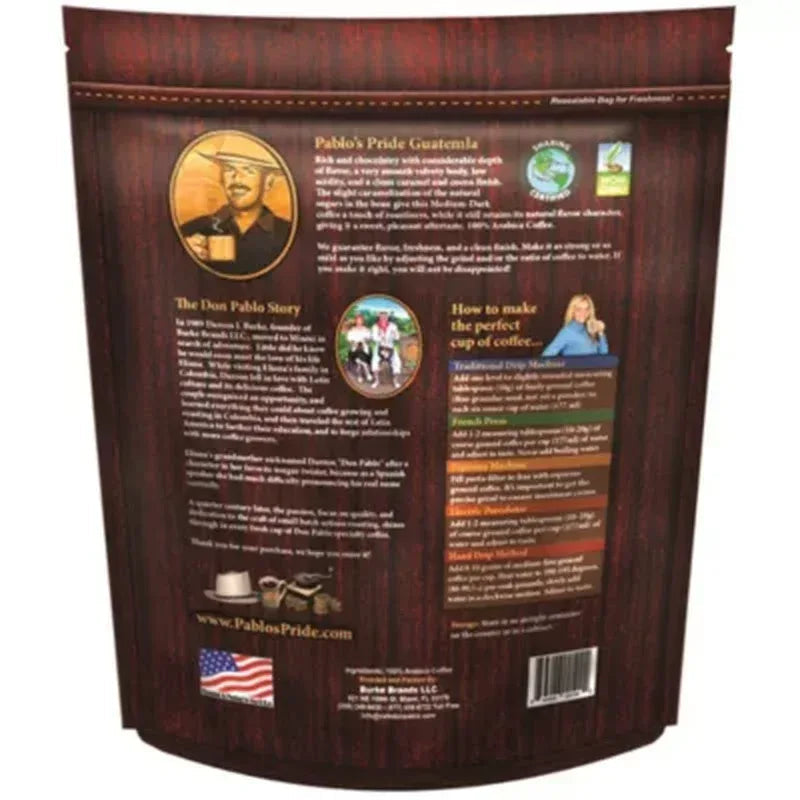 Pablo'S Pride Gourmet Medium-Dark Roast Whole Bean Coffee, Guatemala (32 Oz.)