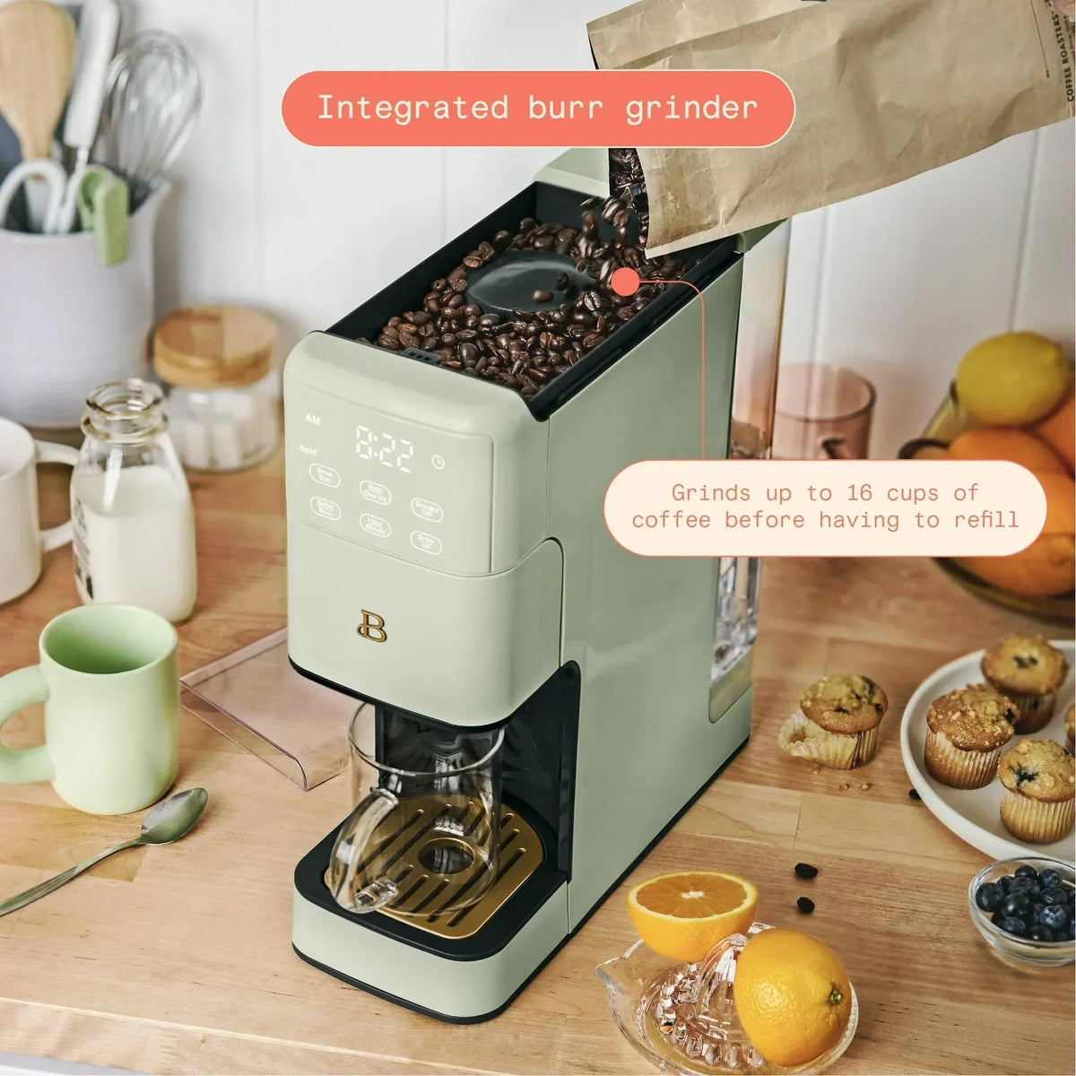 Beautiful Perfect Grind™ Programmable Single Serve Coffee Maker, White Icing by Drew Barrymore