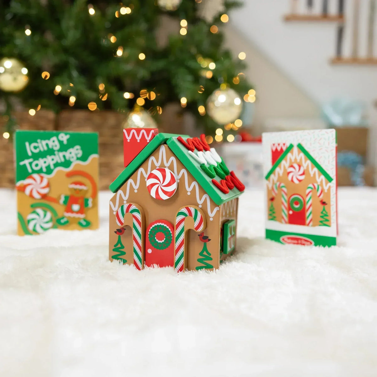 Melissa & Doug Wooden Gingerbread House Reusable, Mess-Free Play Set Activity for Boys and Girls - FSC Certified