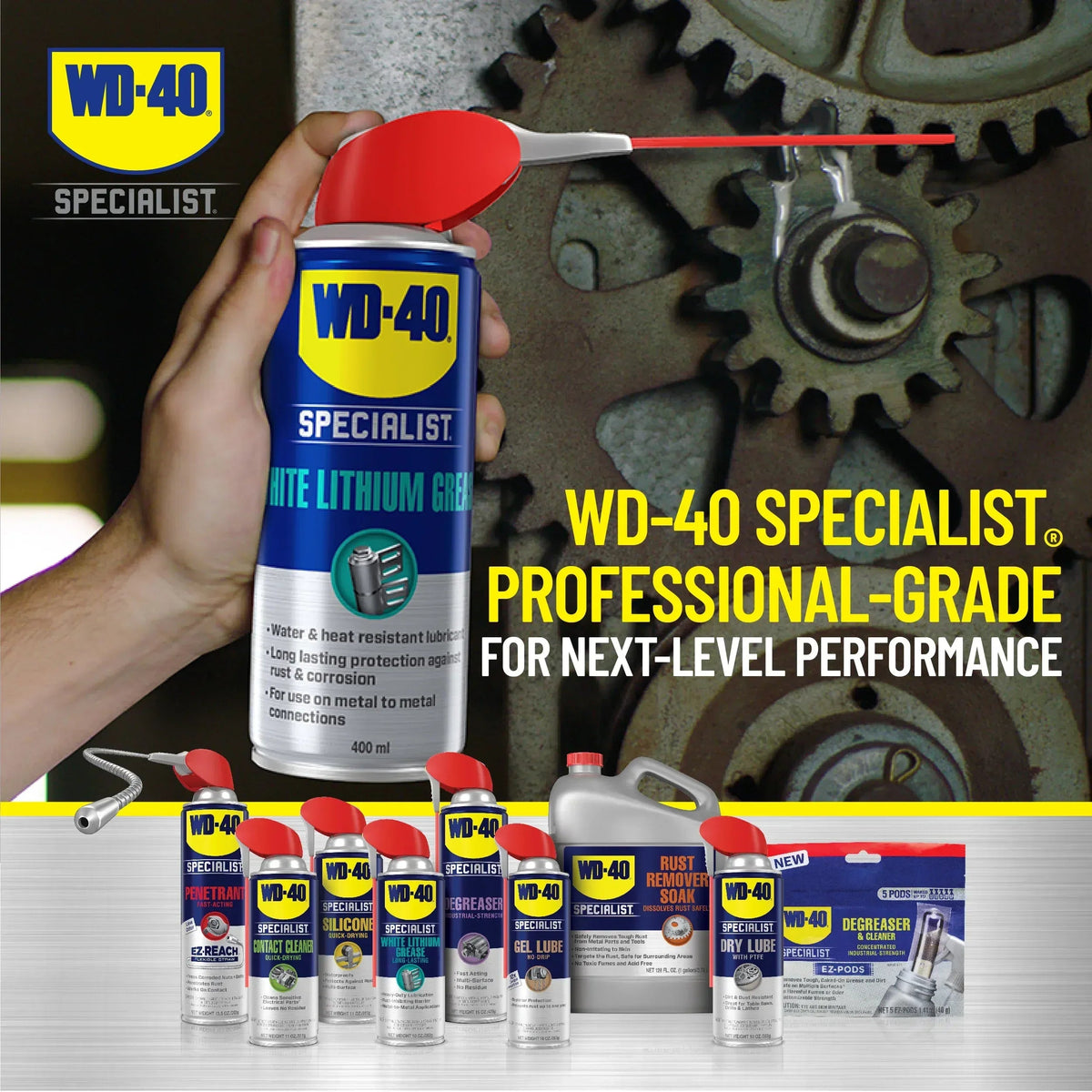 WD-40 Specialist White Lithium Grease Protective Spray, 10 oz