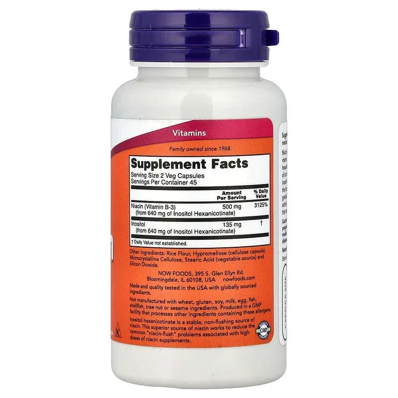 NOW Foods, Flush-Free Niacin, Veg Capsules