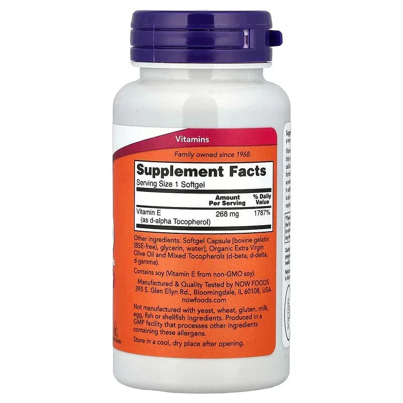 NOW Foods, E-400 with Mixed Tocopherols, 268 mg (400 IU), Softgels