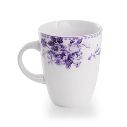 Elama Traditional Purple Rose 24 Piece Porcelain Double Bowl Dinnerware Set