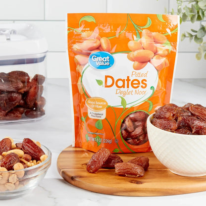 Great Value Pitted Deglet Noor Dates Dried Fruit, 8 oz